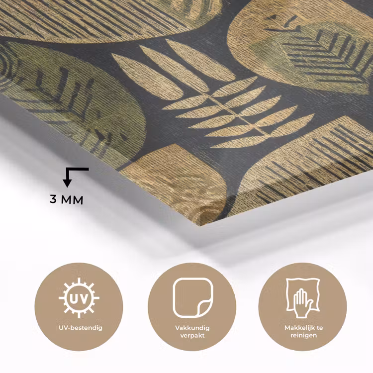 Glas schilderij - Zwart - Okergeel - Botanisch - Textuur — 3
