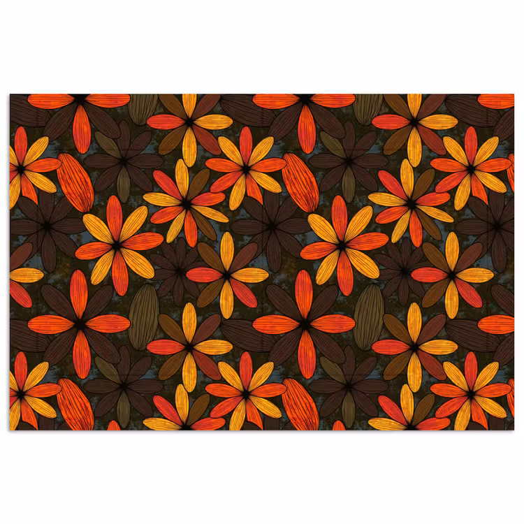 Poster - Oranje - Retro - Bloemen - Herfst — 1