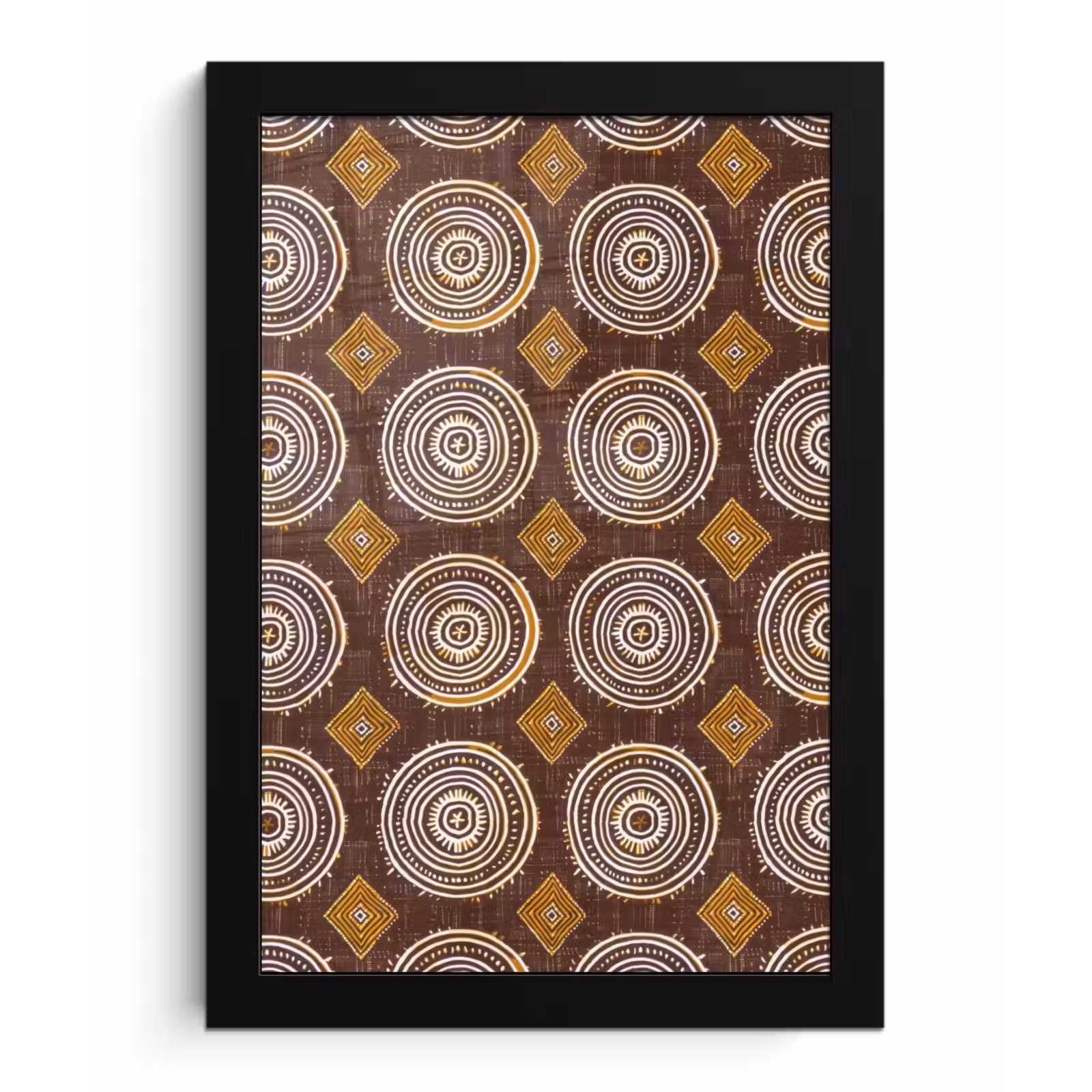 Poster met lijst - Chocoladebruin - Etnisch - Tribaal - Cirkels - Patroon — 1