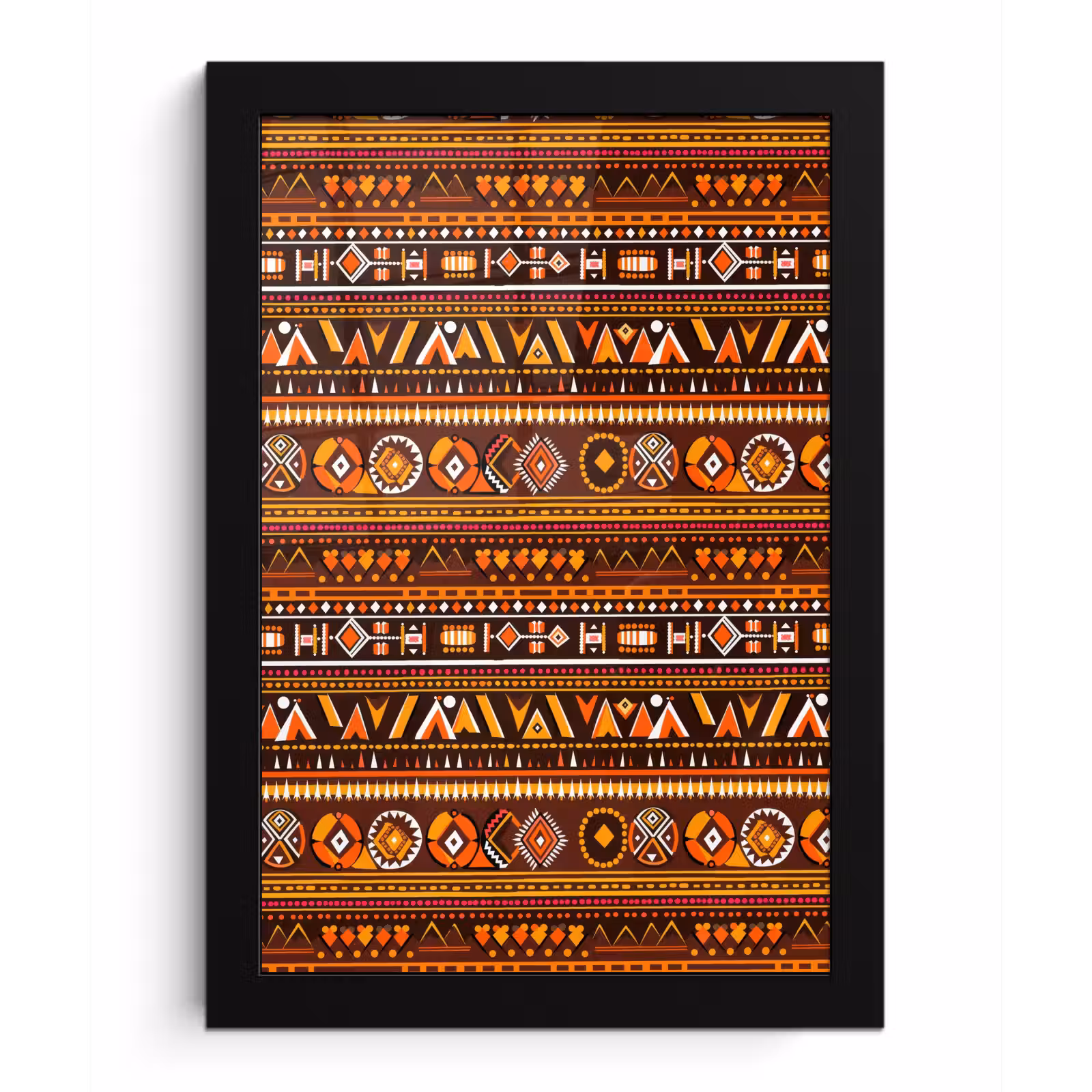 Poster met lijst - Oranje - Etnisch - Tribaal - Geometrisch - Patroon — 1