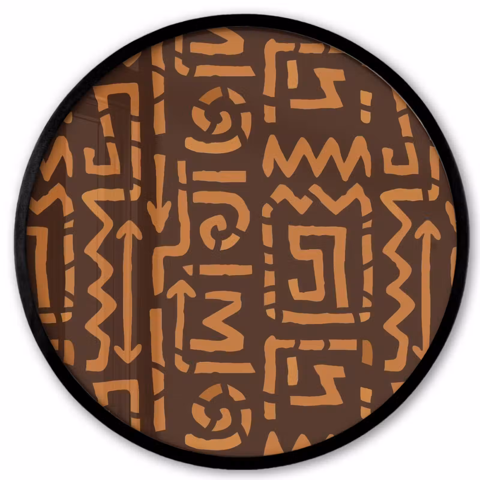 Ronde fotolijst - Chocoladebruin - Etnisch - Tribaal - Symbolen — 1