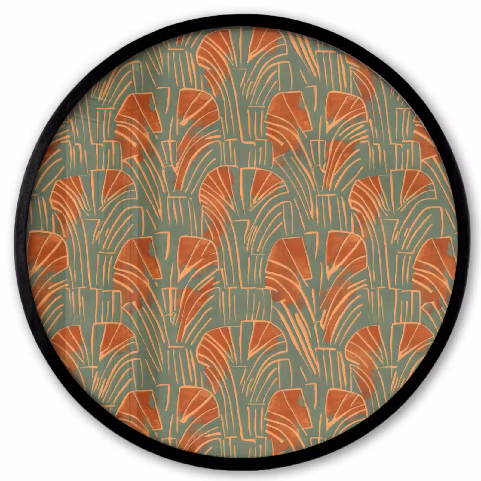 Ronde fotolijst - Groen - Terracotta - Deco - Waaiers — 1