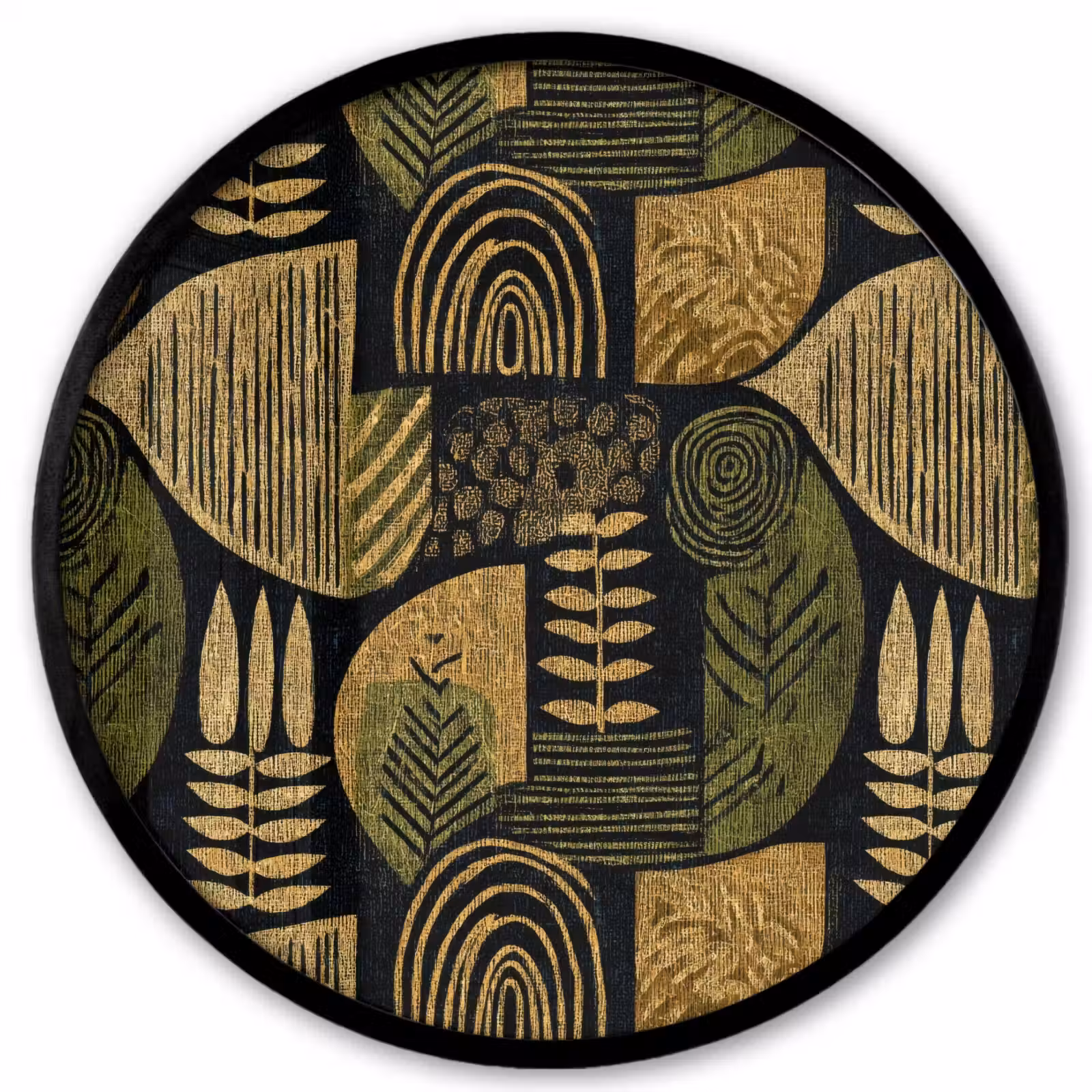 Ronde fotolijst - Zwart - Okergeel - Botanisch - Textuur — 1