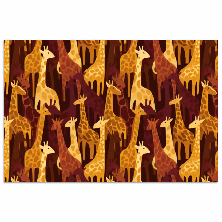 Poster - Bruin - Giraffen - Safari - Patroon — 1