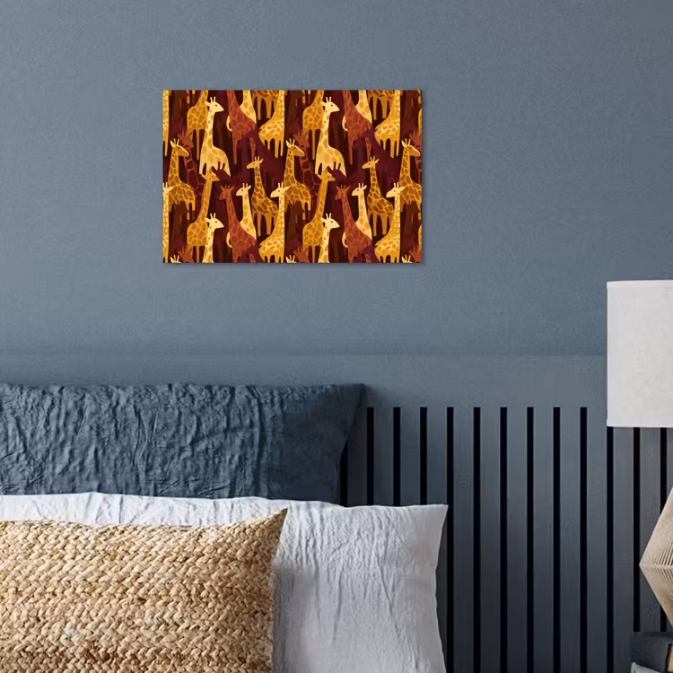 Poster - Bruin - Giraffen - Safari - Patroon — 3