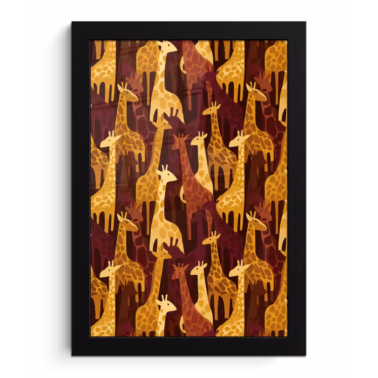 Poster met lijst - Bruin - Giraffen - Safari - Patroon — 1