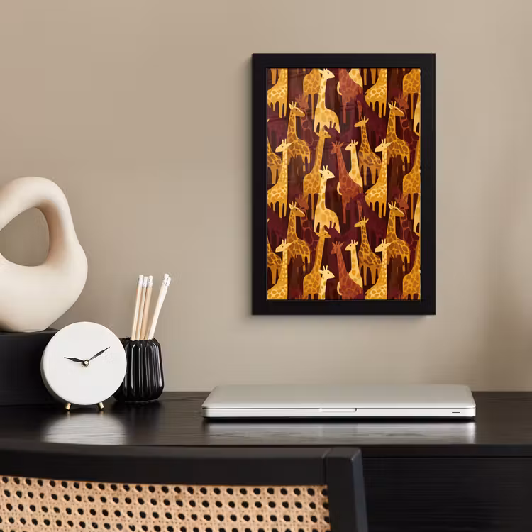 Poster met lijst - Bruin - Giraffen - Safari - Patroon — 3