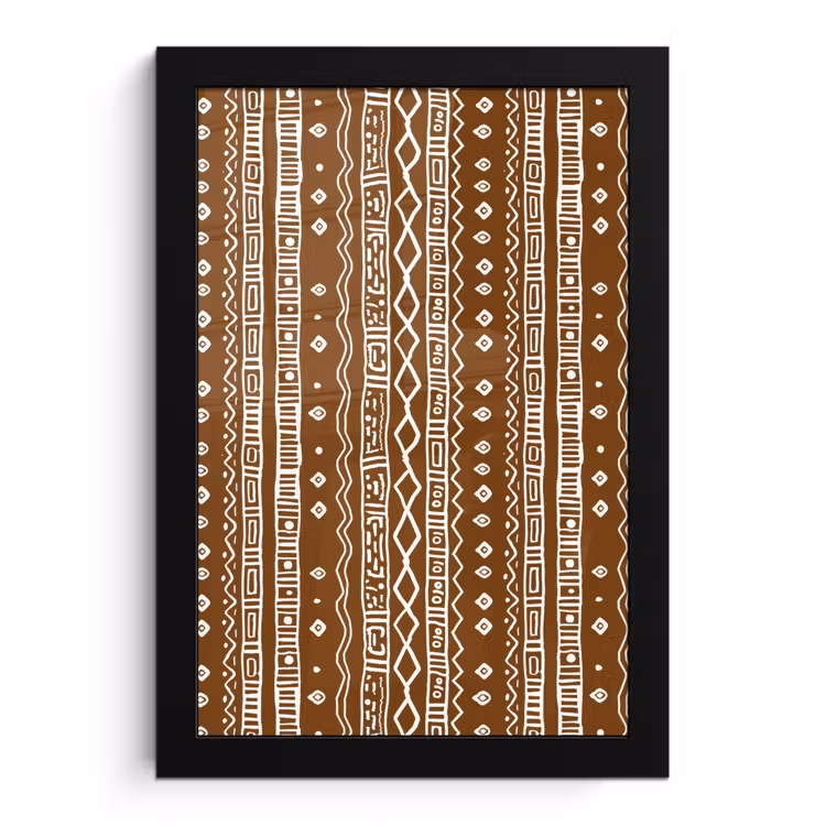 Poster met lijst - Chocoladebruin - Etnisch - Tribaal - Patroon — 1
