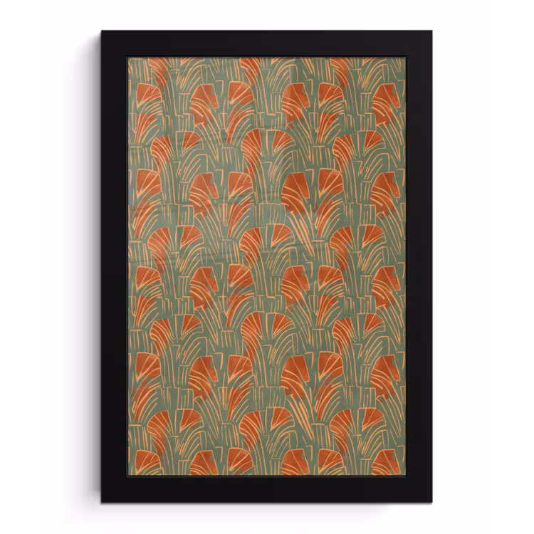 Poster met lijst - Groen - Terracotta - Deco - Waaiers — 1