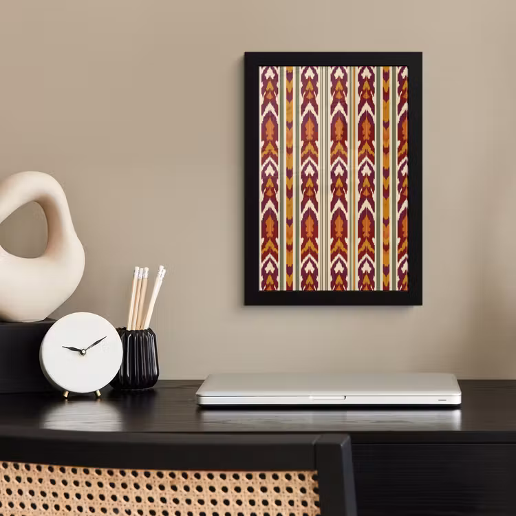 Poster met lijst - Ikat - Bordeauxrood - Etnisch - Patroon — 3