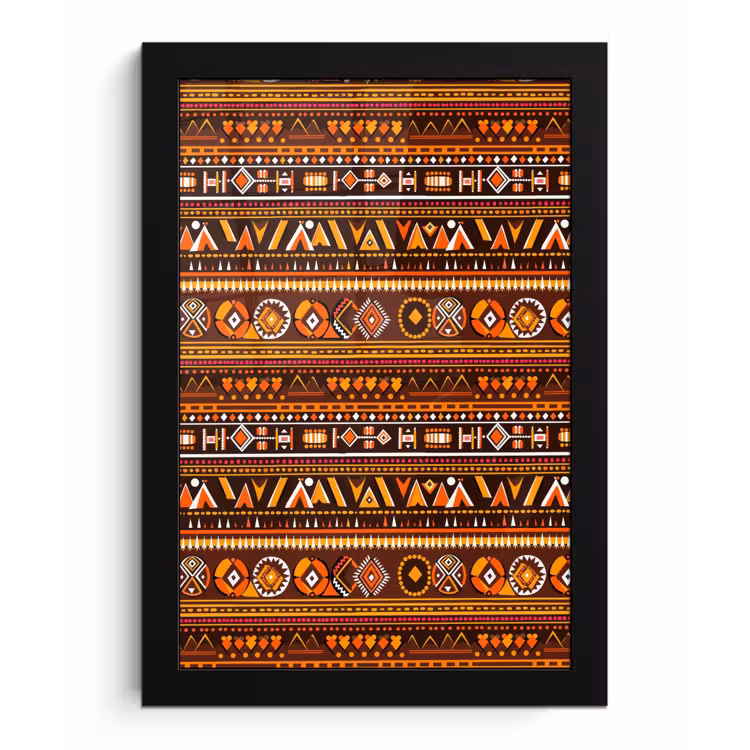 Poster met lijst - Oranje - Etnisch - Tribaal - Geometrisch - Patroon — 1