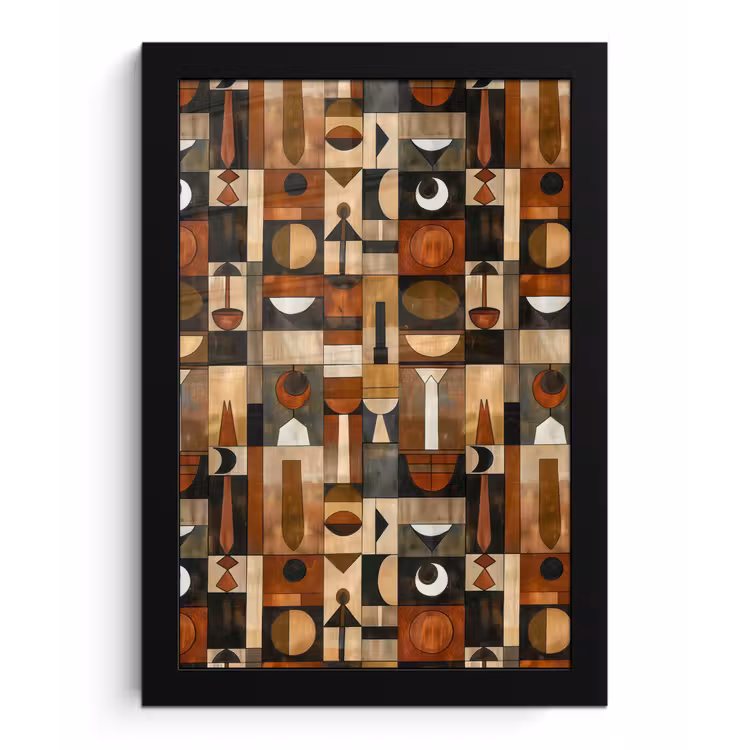 Poster met lijst - Terracotta - Geometrisch - Mid-Century - Patroon — 1