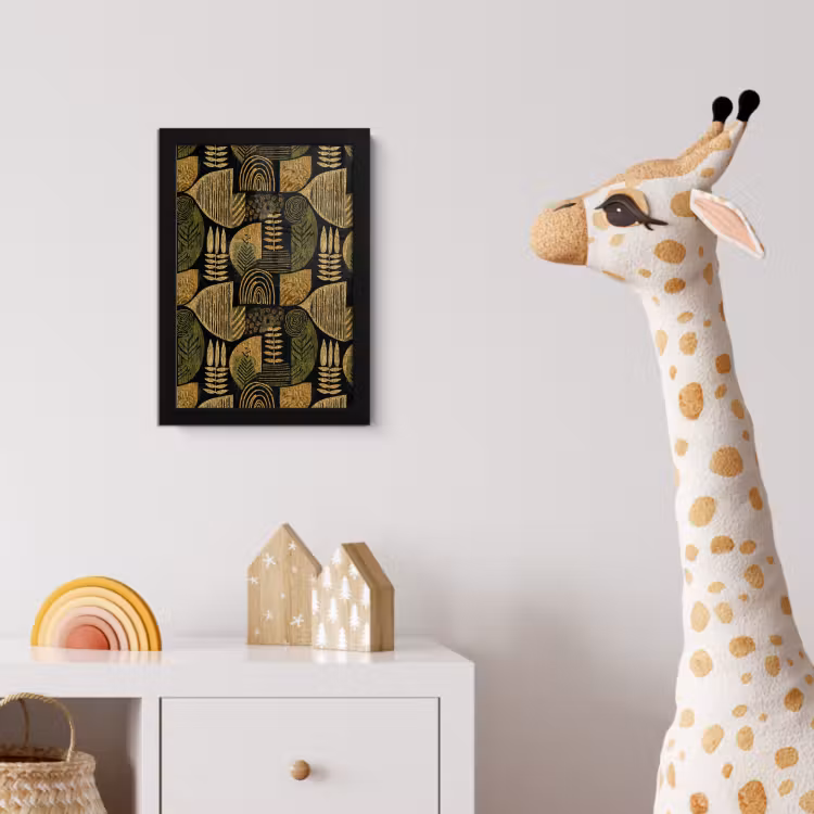 Poster met lijst - Zwart - Okergeel - Botanisch - Textuur — 5