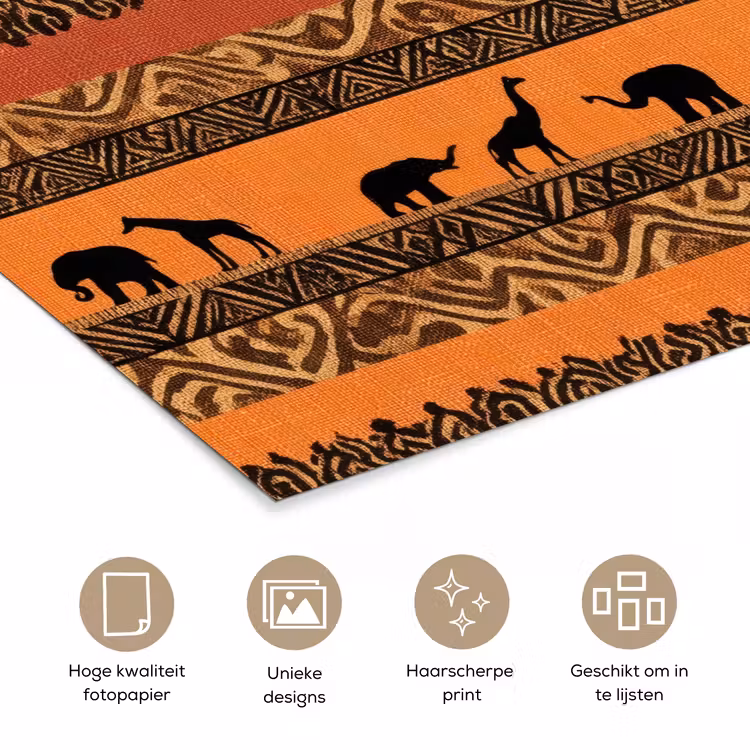 Poster - Oranje - Safari - Afrikaans - Dieren - Patroon — 5