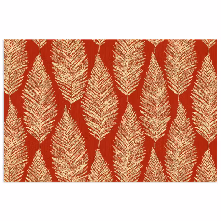 Poster - Rood - Botanisch - Varen - Patroon — 1