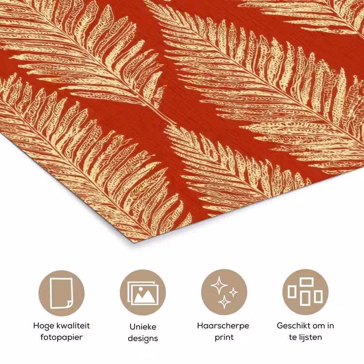 Poster - Rood - Botanisch - Varen - Patroon — 5