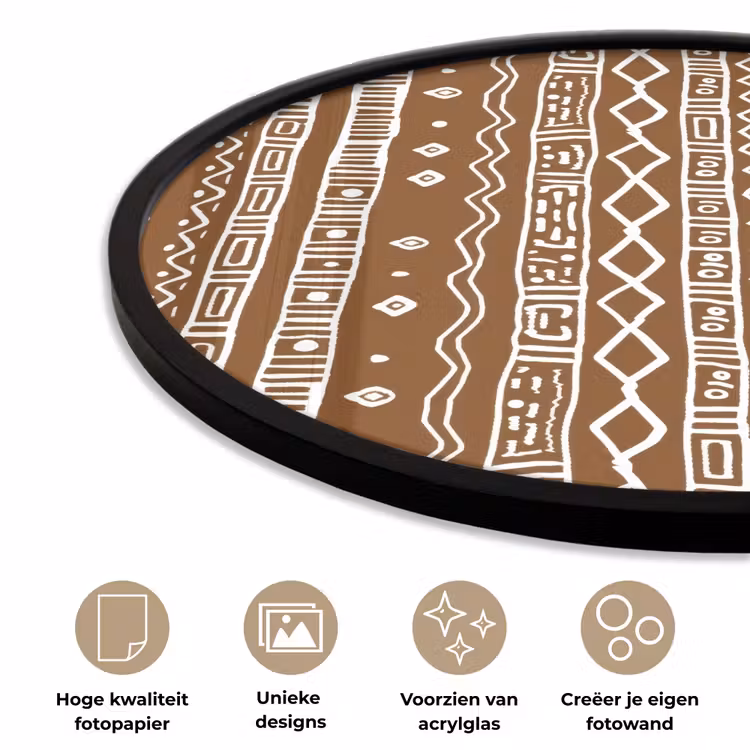Ronde fotolijst - Chocoladebruin - Etnisch - Tribaal - Patroon — 2