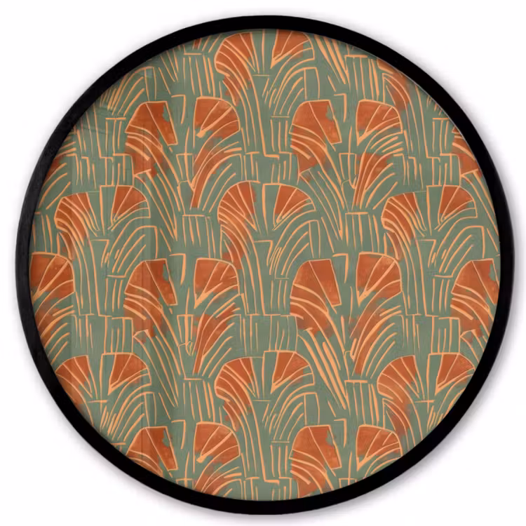 Ronde fotolijst - Groen - Terracotta - Deco - Waaiers — 1