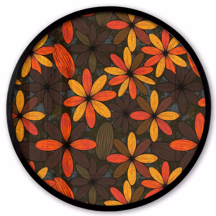 Ronde fotolijst - Oranje - Retro - Bloemen - Herfst — 1