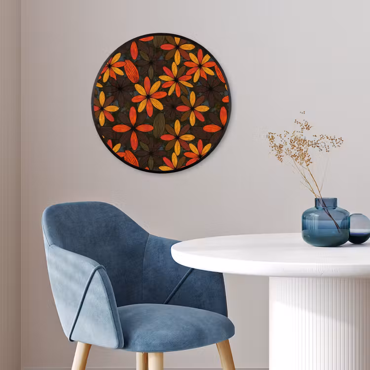 Ronde fotolijst - Oranje - Retro - Bloemen - Herfst — 4