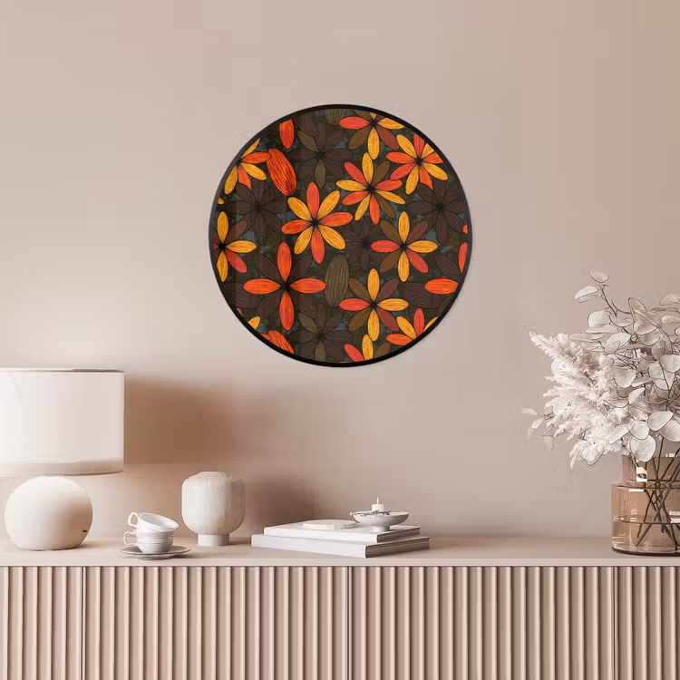 Ronde fotolijst - Oranje - Retro - Bloemen - Herfst — 5
