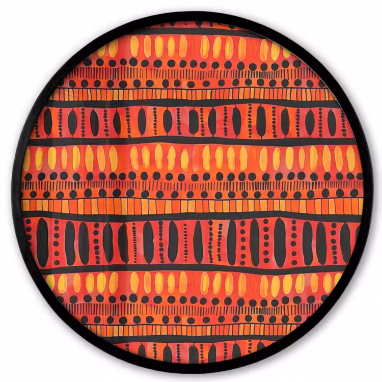 Ronde fotolijst - Rood - Oranje - Etnisch - Expressief - Patroon — 1