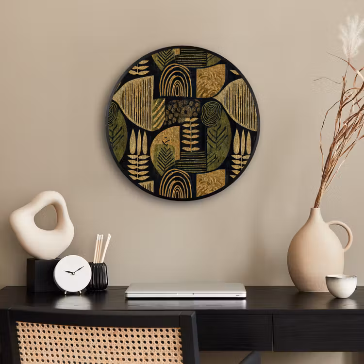 Ronde fotolijst - Zwart - Okergeel - Botanisch - Textuur — 3