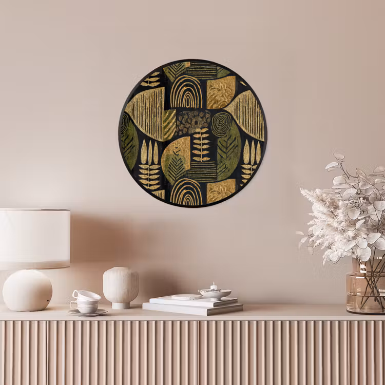 Ronde fotolijst - Zwart - Okergeel - Botanisch - Textuur — 5