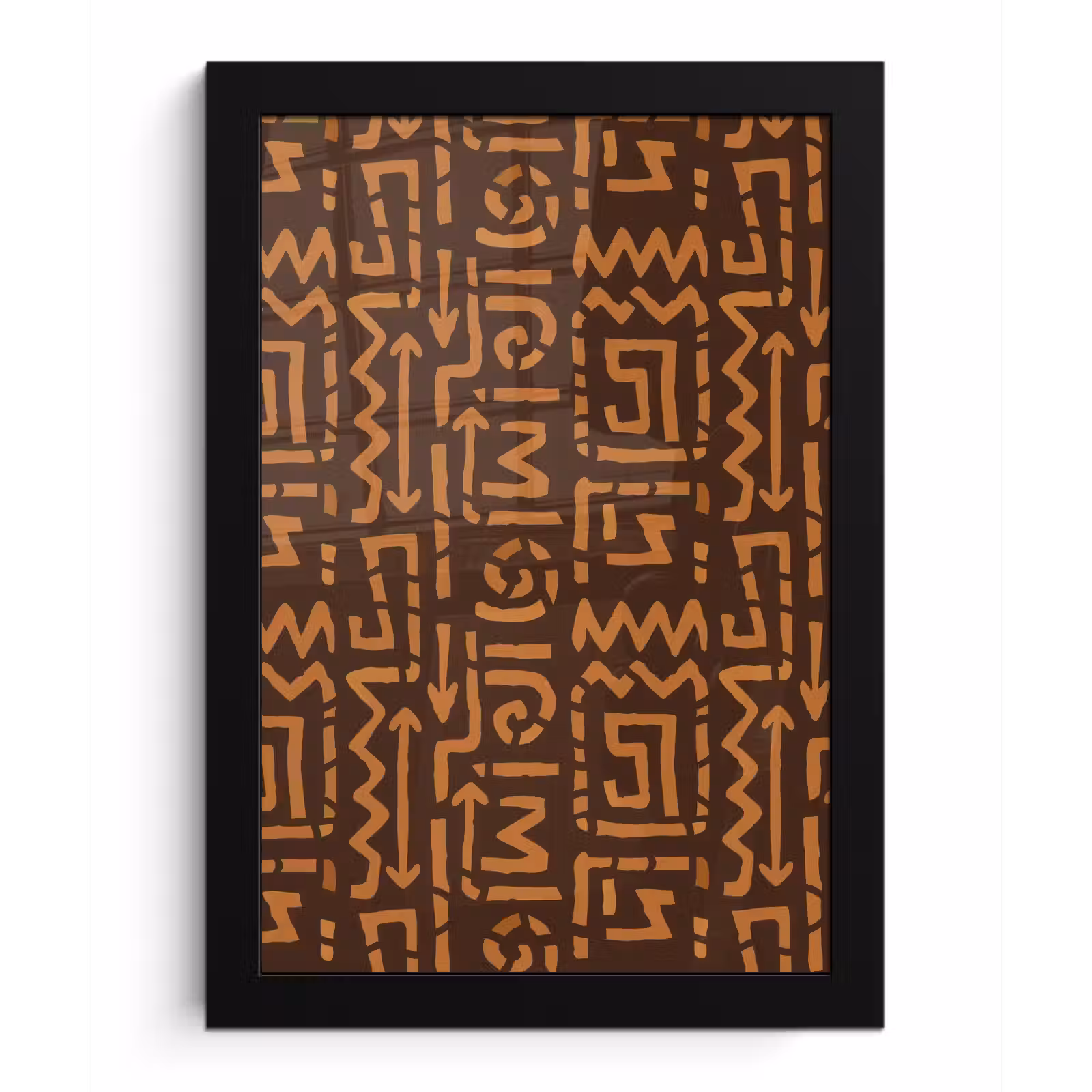 Poster met lijst - Chocoladebruin - Etnisch - Tribaal - Symbolen — 1