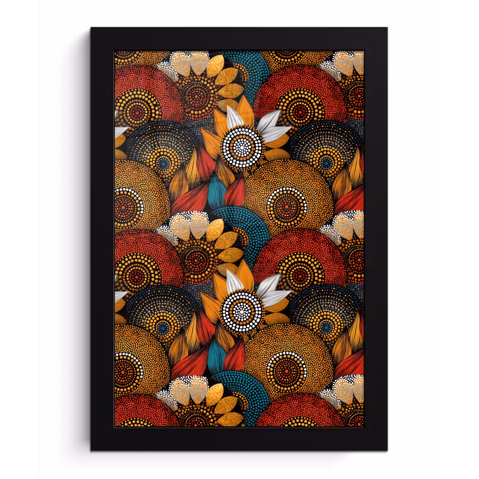 Poster met lijst - Kleurrijk - Aboriginal - Dot Painting - Botanisch - Patroon — 1