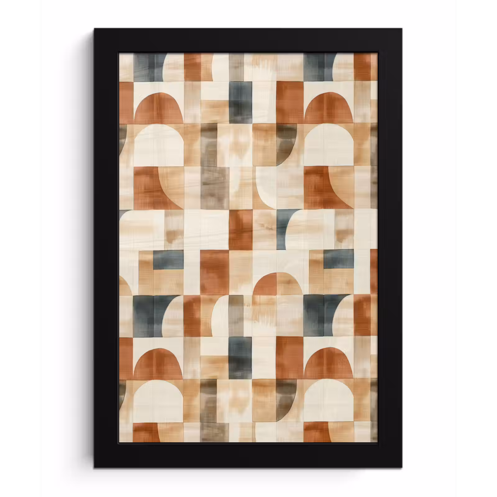 Poster met lijst - Terracotta - Geometrisch - Aquarel - Textuur — 1