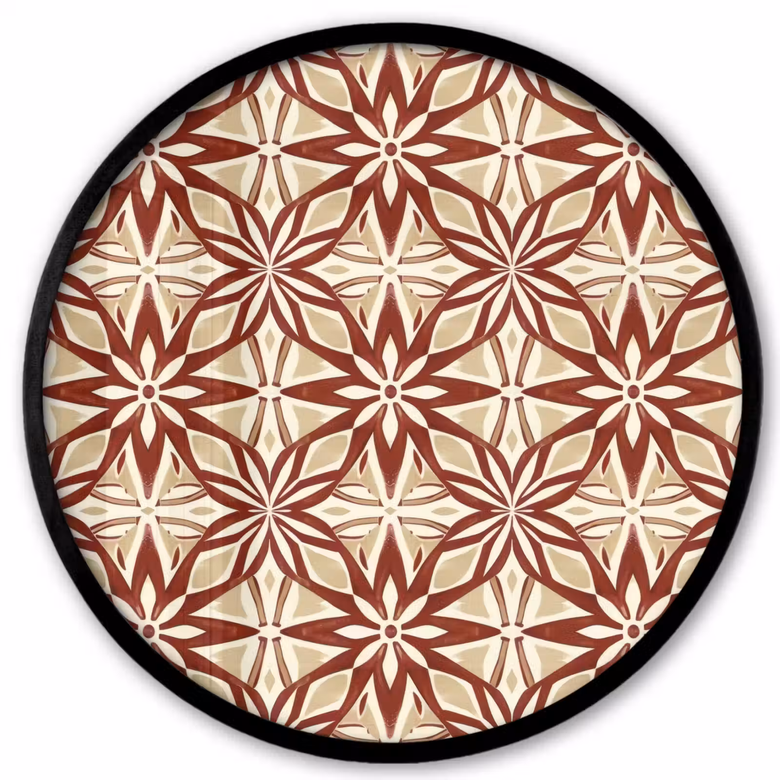 Ronde fotolijst - Bordeauxrood - Geometrisch - Tegel - Patroon — 1