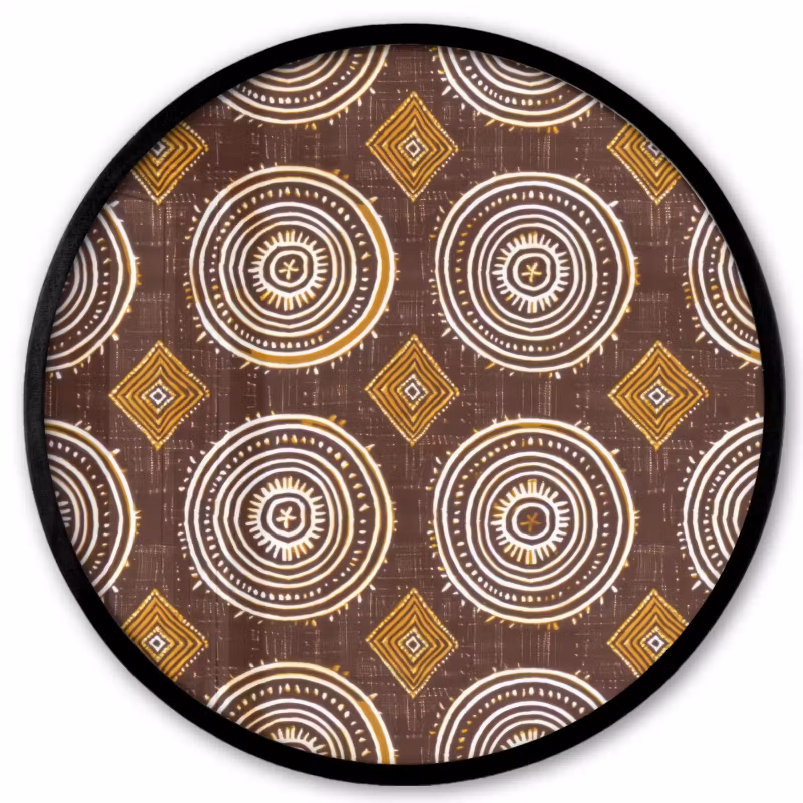 Ronde fotolijst - Chocoladebruin - Etnisch - Tribaal - Cirkels - Patroon — 1
