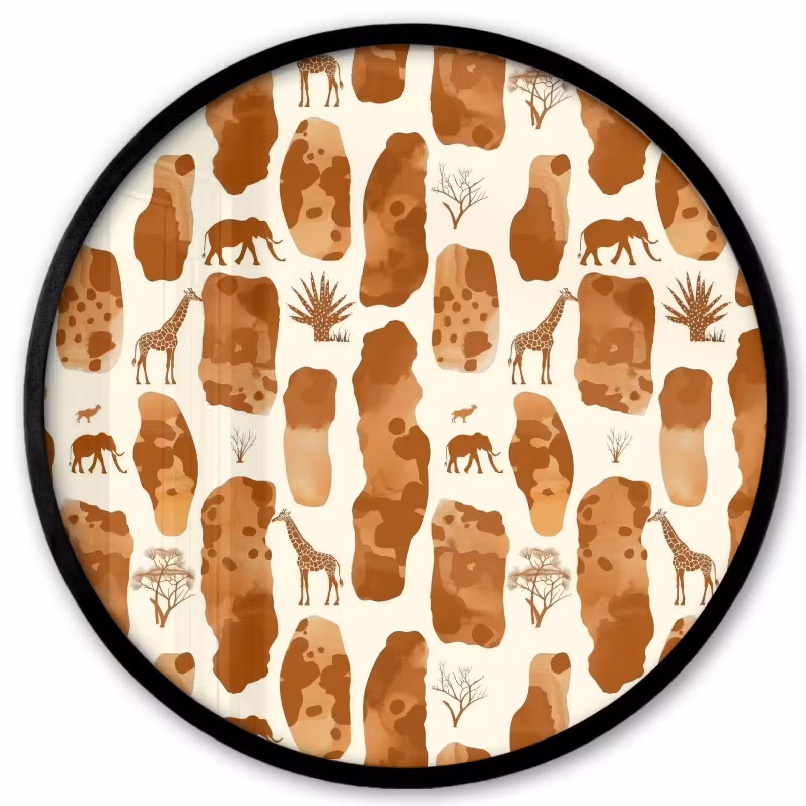 Ronde fotolijst - Terracotta - Safari - Dieren - Patroon — 1