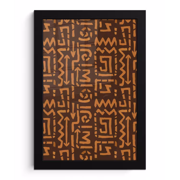 Poster met lijst - Chocoladebruin - Etnisch - Tribaal - Symbolen — 1