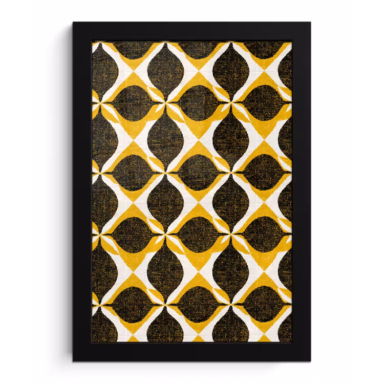 Poster met lijst - Geel - Zwart - Geometrisch - Retro - Textuur — 1
