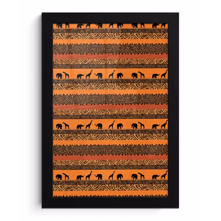 Poster met lijst - Oranje - Safari - Afrikaans - Dieren - Patroon — 1