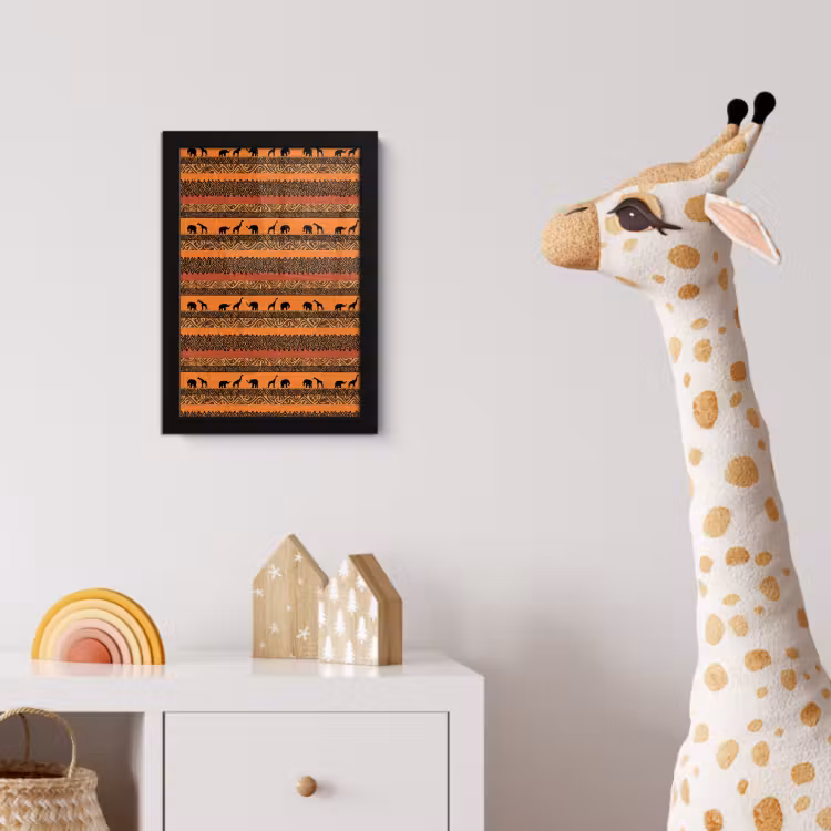 Poster met lijst - Oranje - Safari - Afrikaans - Dieren - Patroon — 5