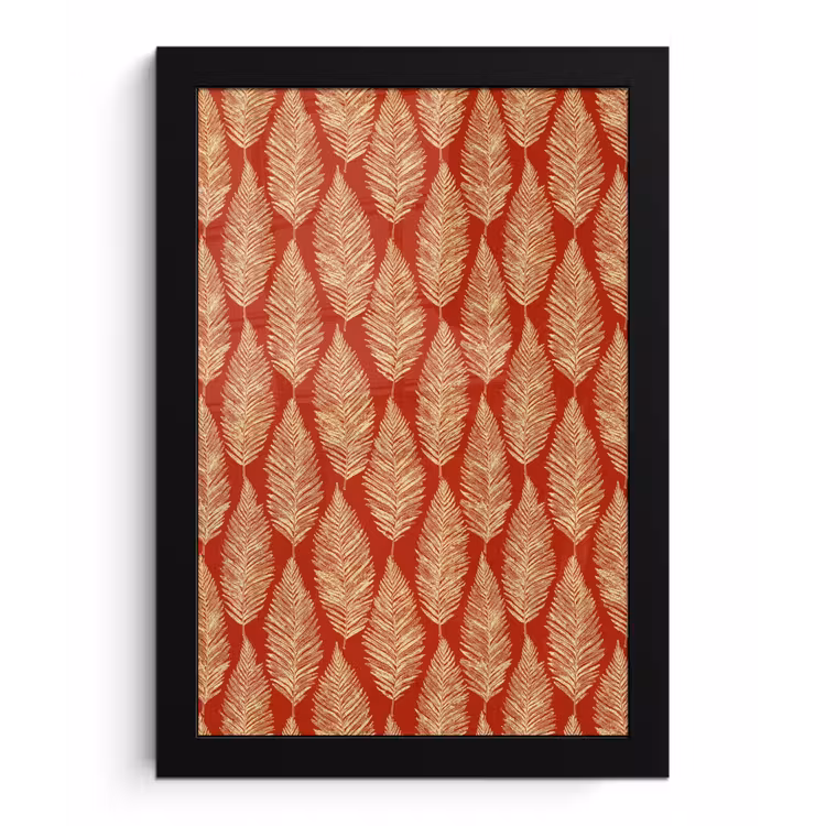 Poster met lijst - Rood - Botanisch - Varen - Patroon — 1