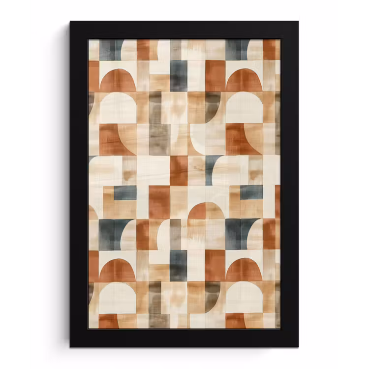 Poster met lijst - Terracotta - Geometrisch - Aquarel - Textuur — 1