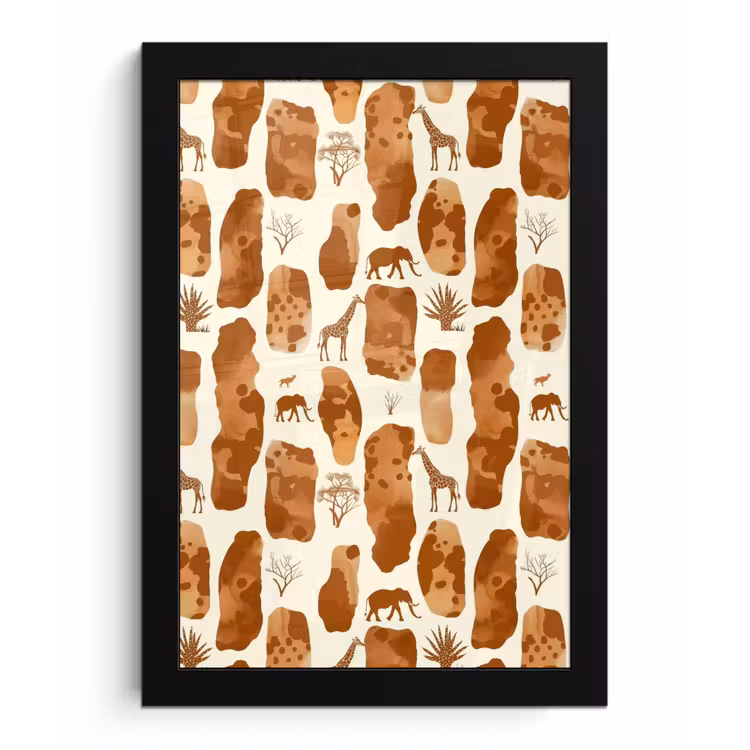 Poster met lijst - Terracotta - Safari - Dieren - Patroon — 1