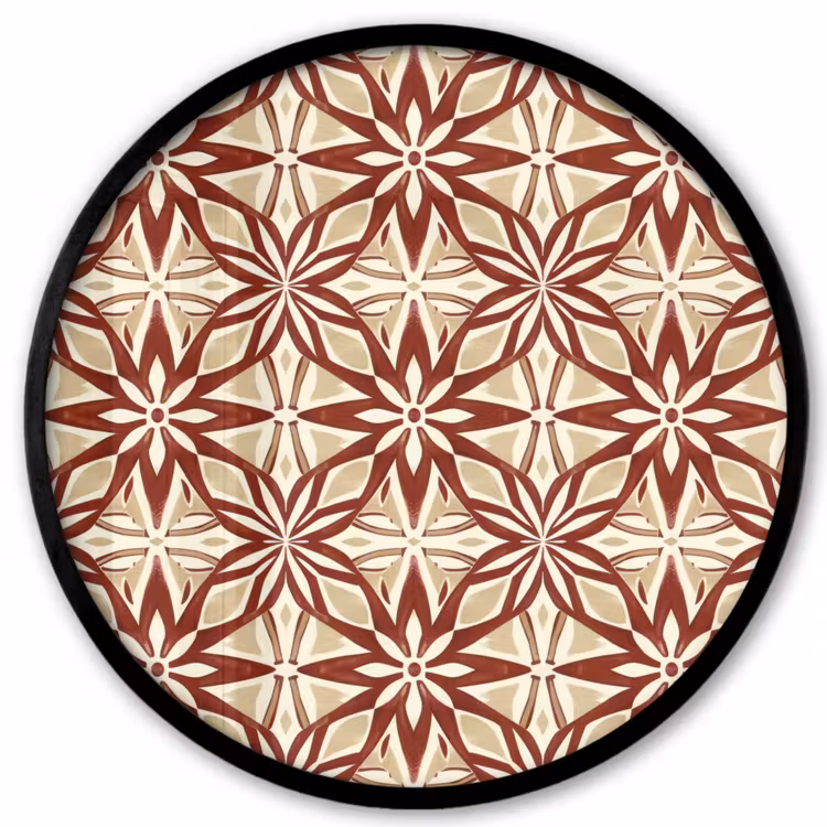 Ronde fotolijst - Bordeauxrood - Geometrisch - Tegel - Patroon — 1