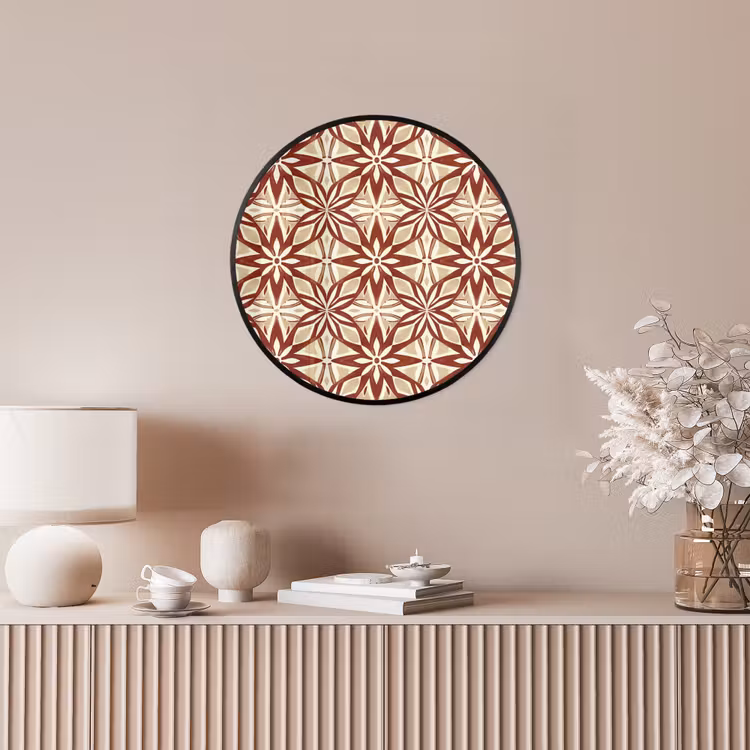 Ronde fotolijst - Bordeauxrood - Geometrisch - Tegel - Patroon — 5