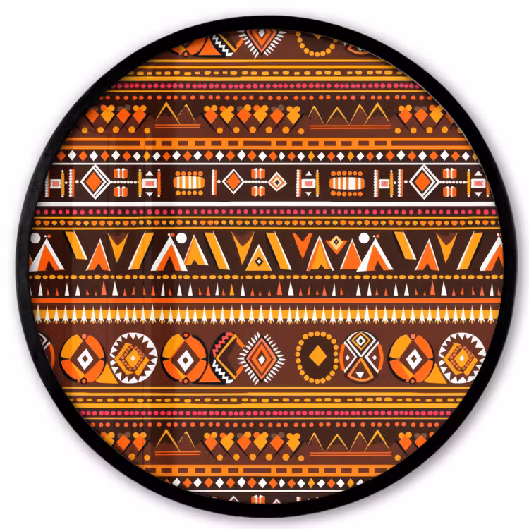 Ronde fotolijst - Oranje - Etnisch - Tribaal - Geometrisch - Patroon — 1