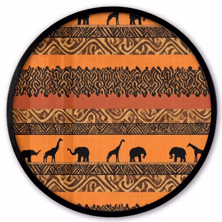 Ronde fotolijst - Oranje - Safari - Afrikaans - Dieren - Patroon — 1