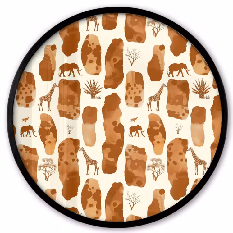 Ronde fotolijst - Terracotta - Safari - Dieren - Patroon — 1