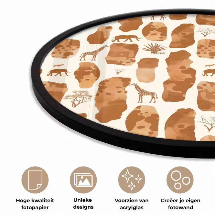 Ronde fotolijst - Terracotta - Safari - Dieren - Patroon — 2
