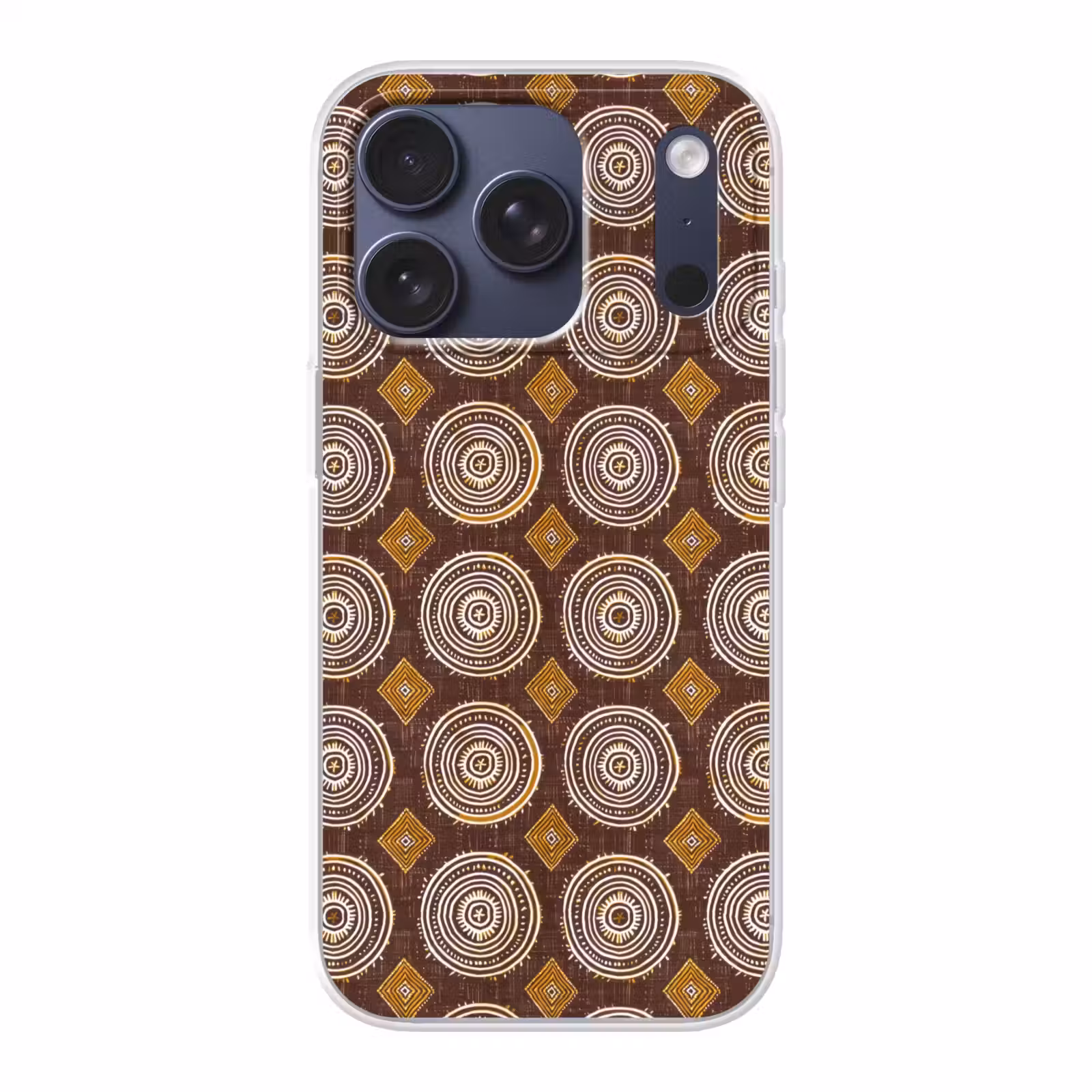 Telefoonhoesje - Chocoladebruin - Etnisch - Tribaal - Cirkels - Patroon — 1