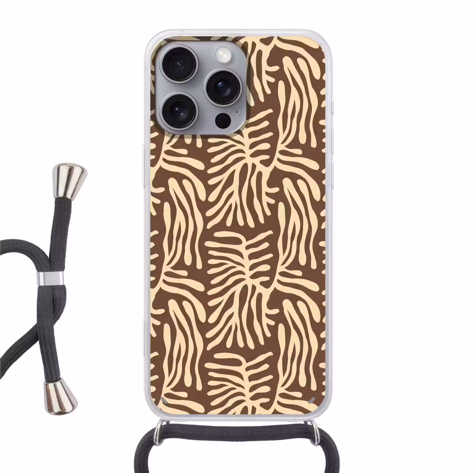Telefoonhoesje met koord - Bruin - Koraal - Expressief - Patroon — 1