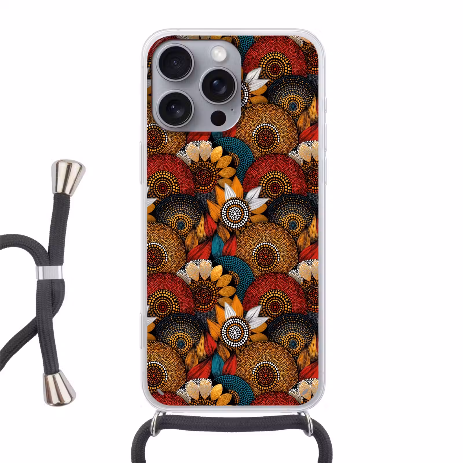 Telefoonhoesje met koord - Kleurrijk - Aboriginal - Dot Painting - Botanisch - Patroon — 1